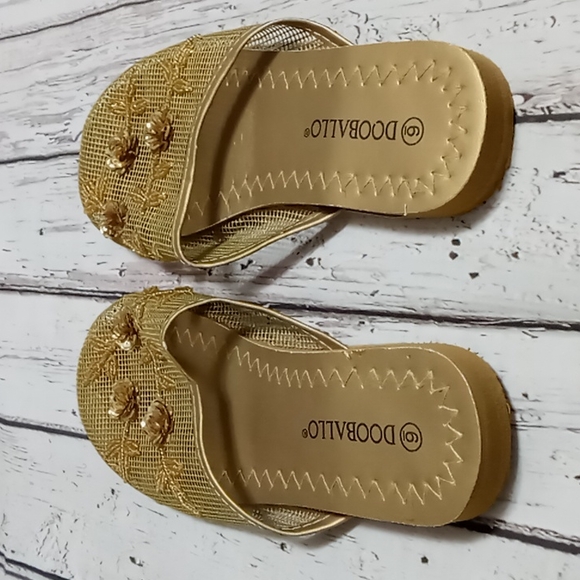 DOOBallO Mesh Beads house slippers size 6 gold - Picture 7 of 8